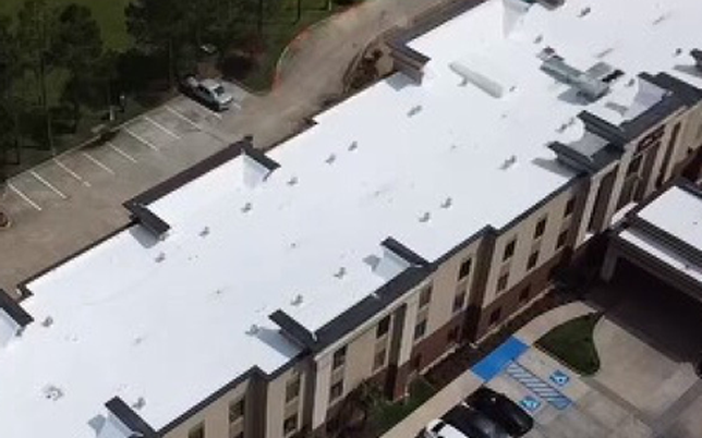 Sky view of a commercial buildings' roof.